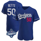 Los Angeles Dodgers #50 Mookie Betts Player Royal KLUNKIM World Series Meet Limited Elite Home Stitched Jerseys