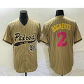 San Diego Padres #2 Xander Bogaerts Tan KLUNKIM Pinstripe 2023 City Connect Cool Base Stitched Jersey 2
