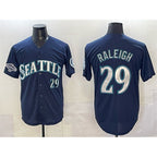 Seattle Mariners #29 Cal Raleigh Navy KLUNKIM With 2025 AL West Division Champions Patch Limited Stitched jersey