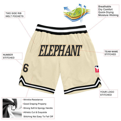 Custom Cream Black-Old Gold Authentic Throwback Basketball Shorts