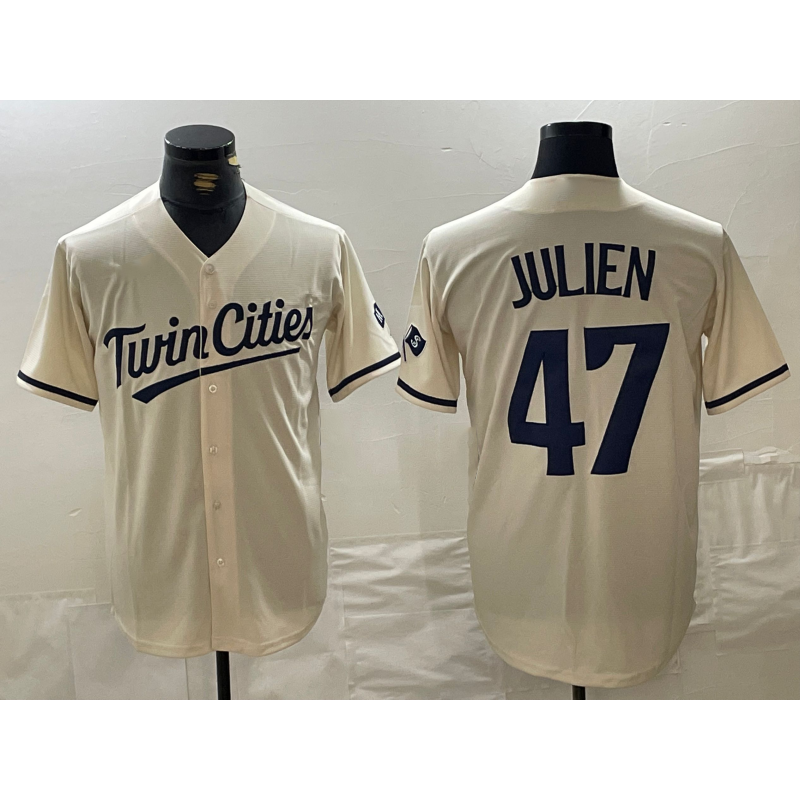 Minnesota Twins #47 Edouard Julien Cream KLUNKIM Cool Base Stitched Jersey