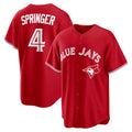 Toronto Blue Jays #4 George Springer Red KLUNKIM Canada Day Replica Jersey