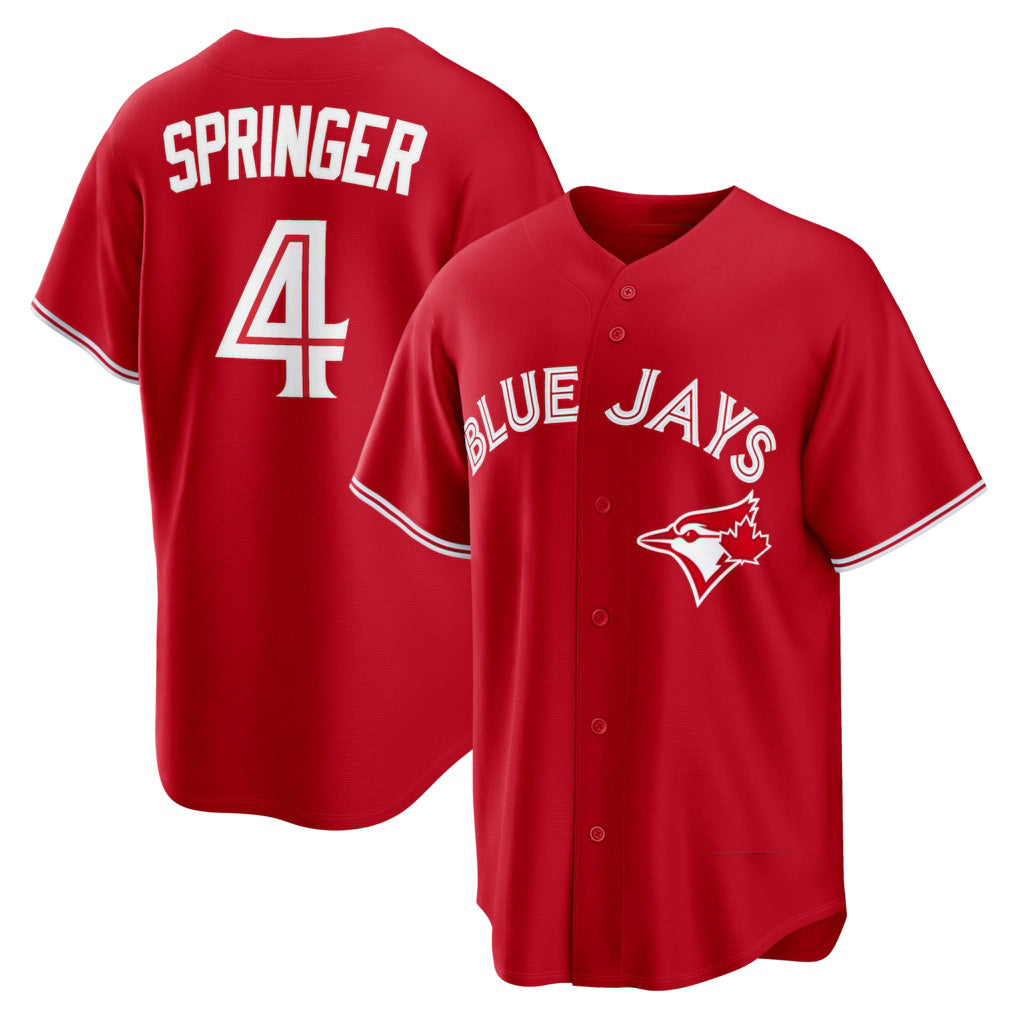 Toronto Blue Jays #4 George Springer Red KLUNKIM Canada Day Replica Jersey