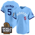 Los Angeles Dodgers #5 Freddie Freeman Blue KLUNKIM With 2024 World Series Patch Vapor Premier Limited Stitched Jersey