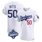 Los Angeles Dodgers #50 Mookie Betts Player White KLUNKIM World Series Meet Limited Elite Home Stitched Jerseys