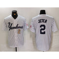 New York Yankees #2 Derek Jeter White KLUNKIM Pinstripe Fashion Cool Base Jerseys 2