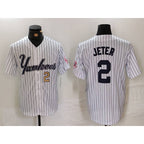 New York Yankees #2 Derek Jeter White KLUNKIM Pinstripe Fashion Cool Base Jerseys 2