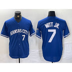Kansas City Royals #7 Bobby Witt Jr Number Blue KLUNKIM Cool Base Stitched Jersey