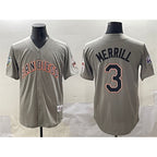 San Diego Padres #3 Jackson Merrill Gray KLUNKIM Fashion Throwback With Patch Cool Base Stitched Jersey