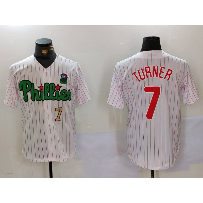 Philadelphia Phillies #7 Trea Turner White Green KLUNKIM Cool Base Stitched Jerseys