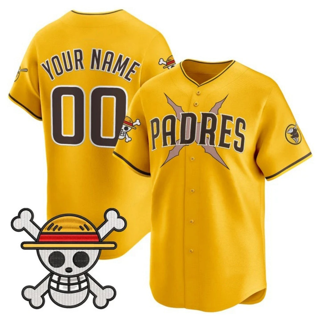 Custom San Diego Padres x One Piece Gold KLUNKIM Vapor Premier Limited Jersey - Stitched