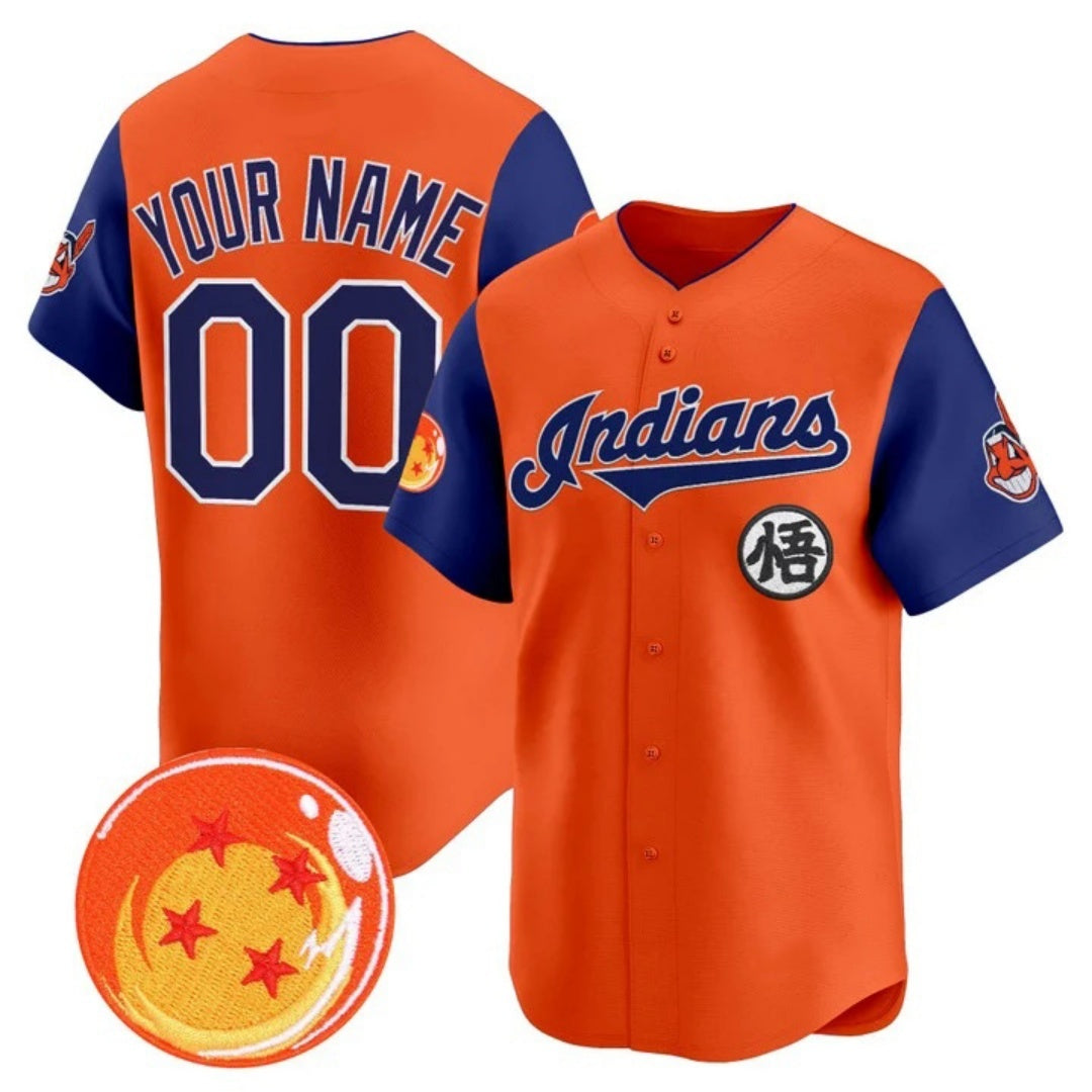 Custom Cleveland Indians x Dragon Ball Royal Orange KLUNKIM Vapor Premier Limited Jersey - All Stitched