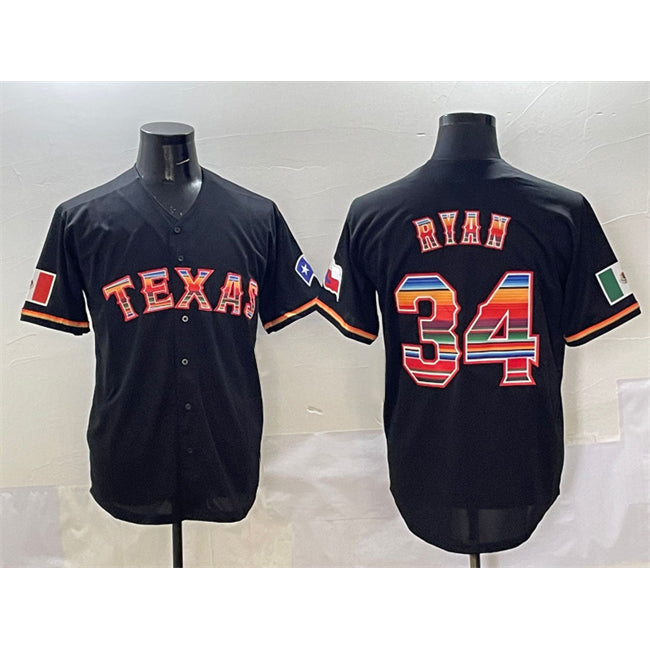 Texas Rangers #34 Nolan Ryan Black KLUNKIM Mexico Limited Stitched Jersey
