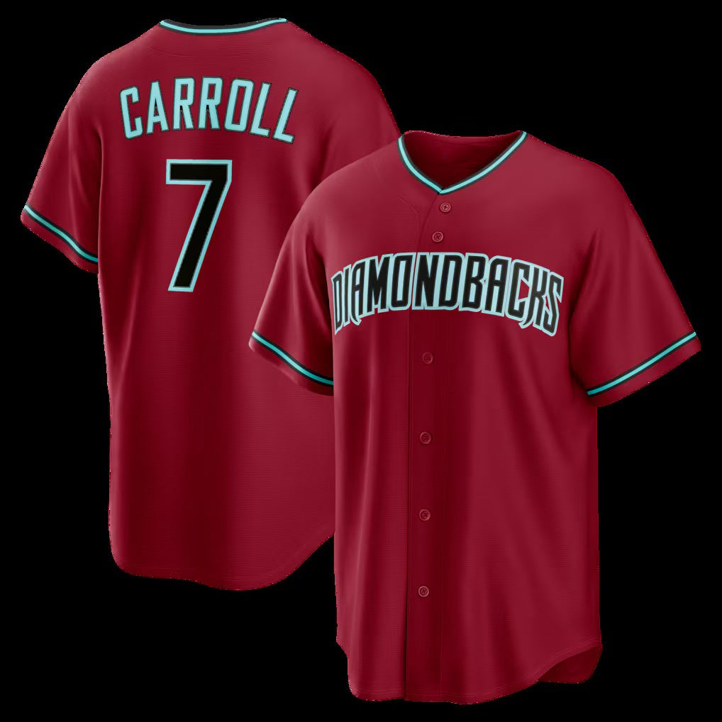 Arizona Diamondbacks #7 Corbin Carroll Crimson KLUNKIM Alternate 2 Replica Jersey