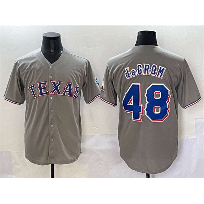 Texas Rangers #48 Jacob deGrom Gray KLUNKIM With Patch Cool Base Stitched Jersey
