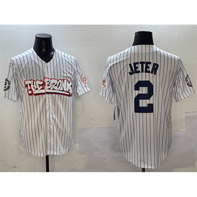 New York Yankees #2 Derek Jeter White KLUNKIM Bronx Graffiti Vapor Limited Stitched Jersey