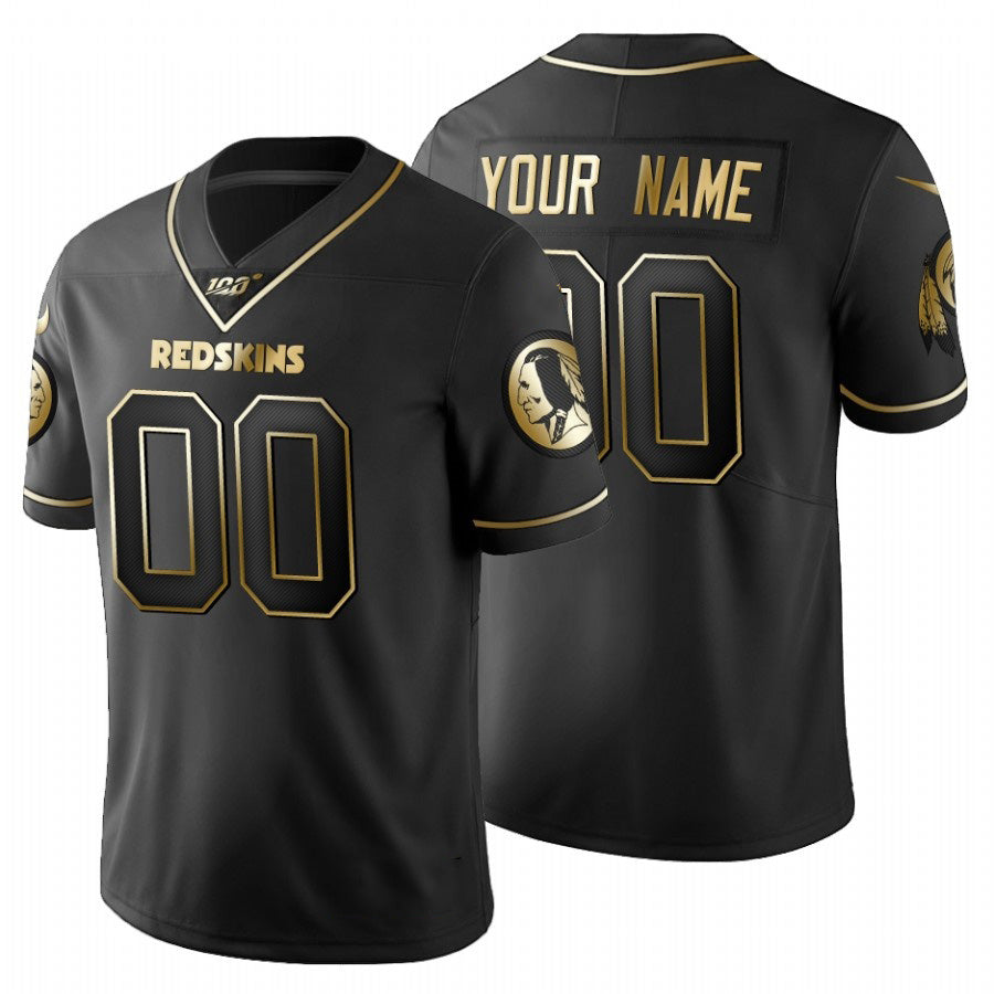Custom W.Redskins Black Golden KLUNKIM Limited 100 Jersey