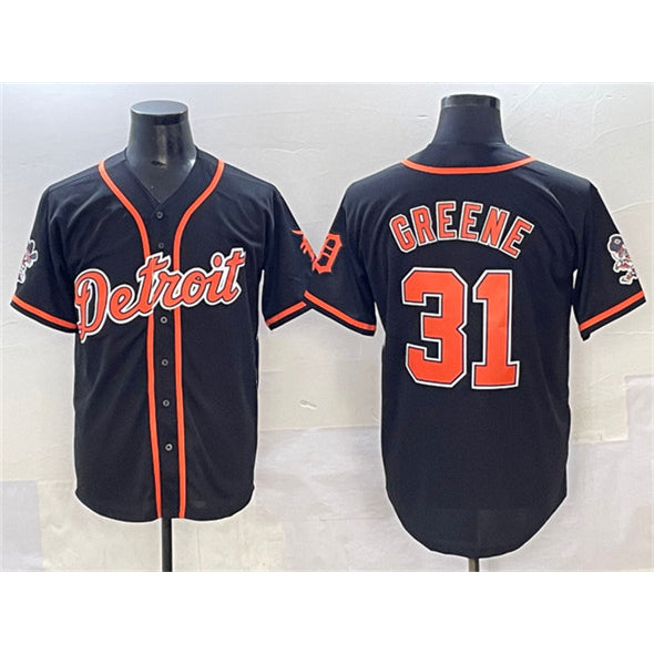 Detroit Tigers #31 Riley Greene Black KLUNKIM With Patch Cool Base Stitched Jersey