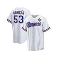 Texas Rangers #53 Adolis Garc¨ªa White KLUNKIM 2023 World Series Stitched Jersey