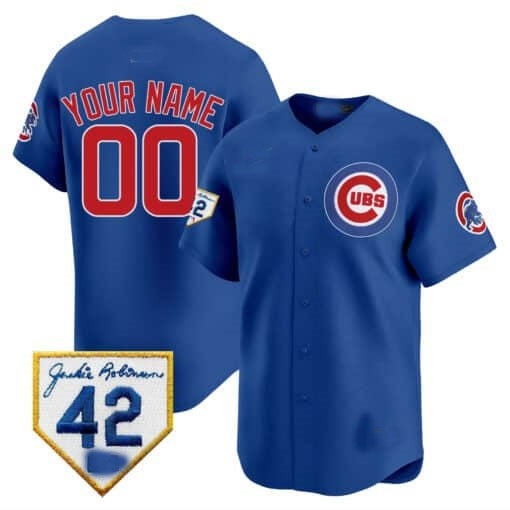 Custom Chicago Cubs 2024 Jackie Robinson Patch Vapor Premier Limited Jersey V2 ¨C Royal KLUNKIM