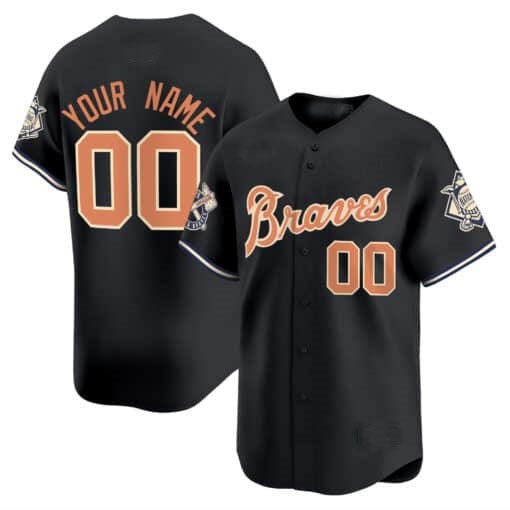 Custom Atlanta Braves Peaches n¡¯ Cream Vapor Premier Limited Jersey ¨C Black KLUNKIM