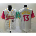 San Diego Padres #13 Manny Machado White KLUNKIM NEW 2023 City Connect Cool Base Stitched Jersey 2
