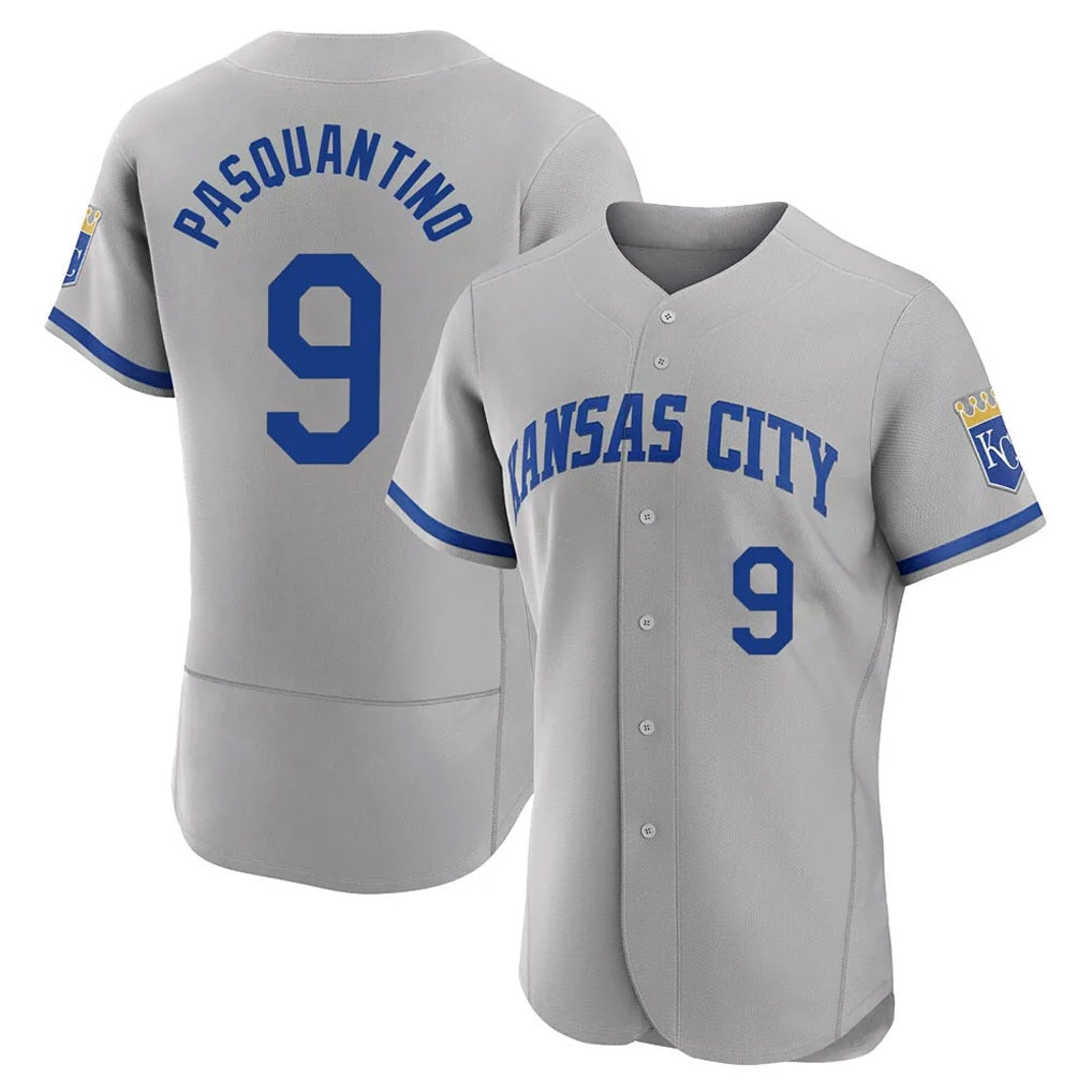 Kansas City Royals #9 Vinnie Pasquantino Player Gray KLUNKIM Limited Elite Home Game Stitched Jerseys
