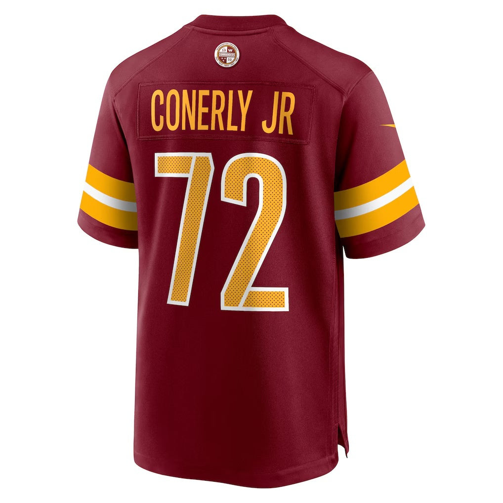 W.Commanders #72 Josh Conerly Jr. Burgundy KLUNKIM 2025 Draft First Round Pick Game Jersey