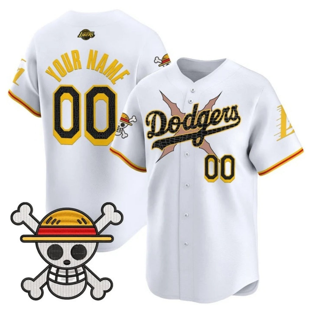 Custom Los Angeles Dodgers x One Piece x Mamba White KLUNKIM Vapor Premier Limited Jersey - Stitched