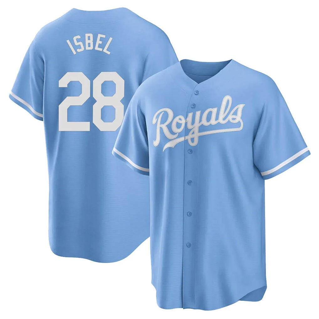 Kansas City Royals #28 Kyle Isbel Player Light Blue KLUNKIM Home Game Stitched Jerseys