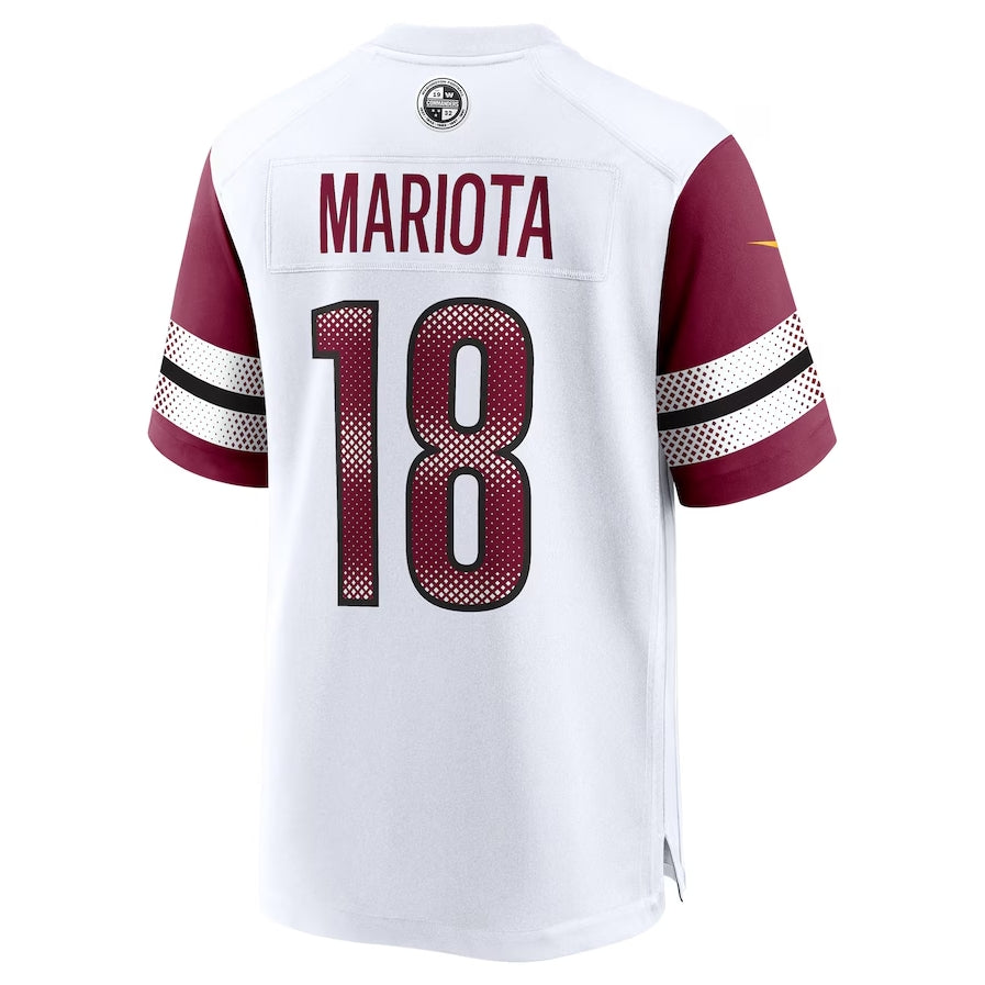 W.Commanders #18 Marcus Mariota White KLUNKIM Game Jersey