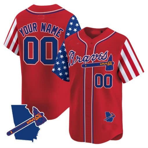 Custom Atlanta Braves 2024 Independence Day Vapor Premier Limited Jersey V2 ¨C Red KLUNKIM