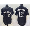 Philadelphia Phillies #12 Kyle Schwarber Black KLUNKIM Gothic Vapor Limited Stitched Jersey