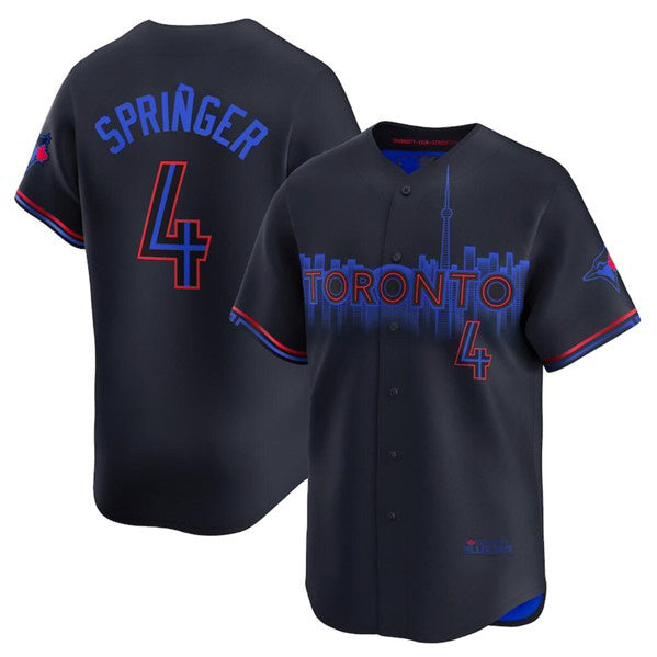 Toronto Blue Jays #4 George Springer Black KLUNKIM 2024 City Connect Limited Stitched Jersey