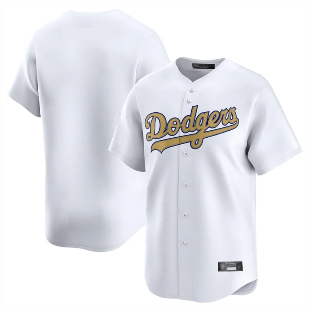 Los Angeles Dodgers Blank Player White Gold KLUNKIM Collection Limited Home Stitched Jerseys