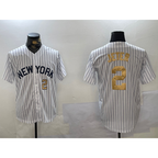 New York Yankees #2 Derek Jeter White KLUNKIM Pinstripe Fashion Cool Base Jerseys