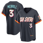San Diego Padres #3 Jackson Merrill Obsidian KLUNKIM 2026 City Connect Stadium Jersey
