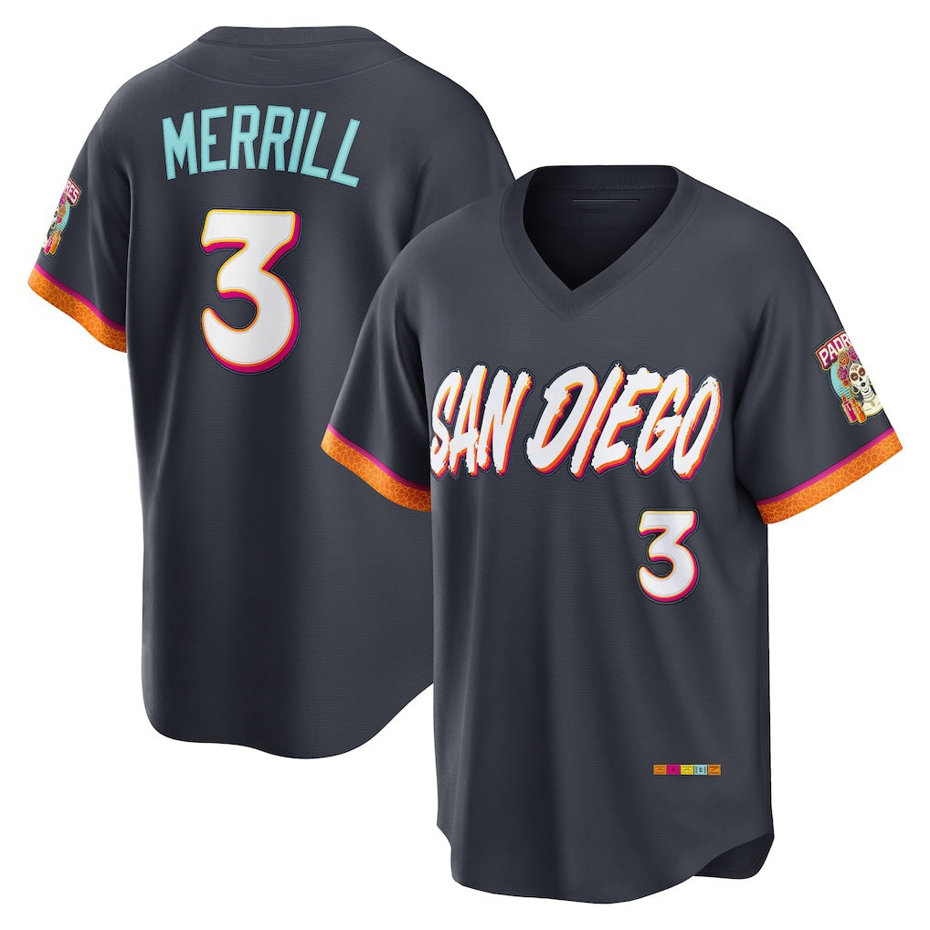San Diego Padres #3 Jackson Merrill Obsidian KLUNKIM 2026 City Connect Stadium Jersey