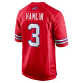 B.Bills #3 Damar Hamlin Red KLUNKIM Alternate Game Jersey