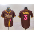 San Diego Padres #3 Jackson Merrill Brown KLUNKIM Cool Base Stitched Jersey 2