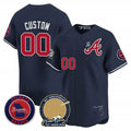 Custom Atlanta Braves Hank Aaron 715th Home Run Patch Vapor Premier Limited Jersey V2 ¨C Navy KLUNKIM