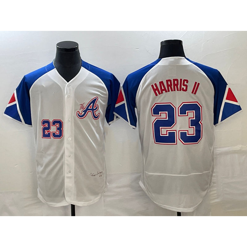 Atlanta Braves #23 Michael Harris II Number White KLUNKIM 2023 City Connect Flex Base Stitched Jersey 2