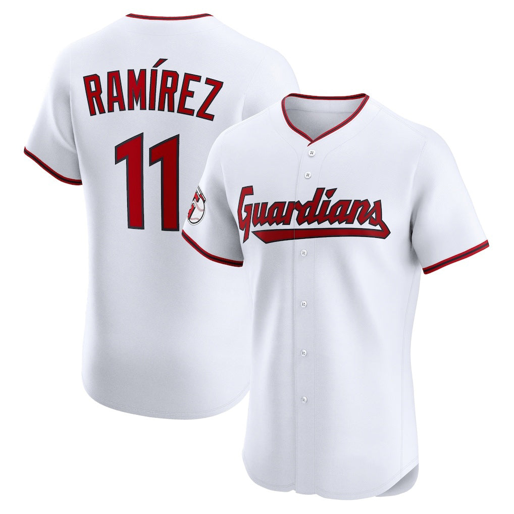 Cleveland Guardians #11 Jos¨¦ Ram¨ªrez White KLUNKIM Home Elite Jersey