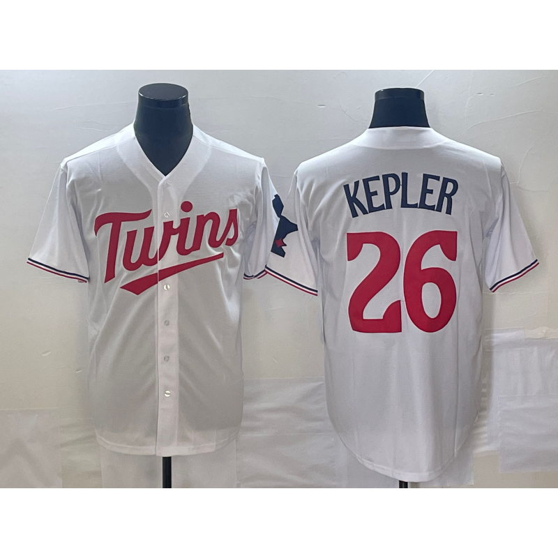 Minnesota Twins #26 Max Kepler White Red KLUNKIM Stitched Cool Base Jersey