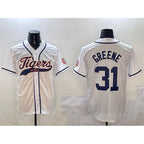 Detroit Tigers #31 Riley Greene White KLUNKIM With Patch Cool Base Stitched Jersey