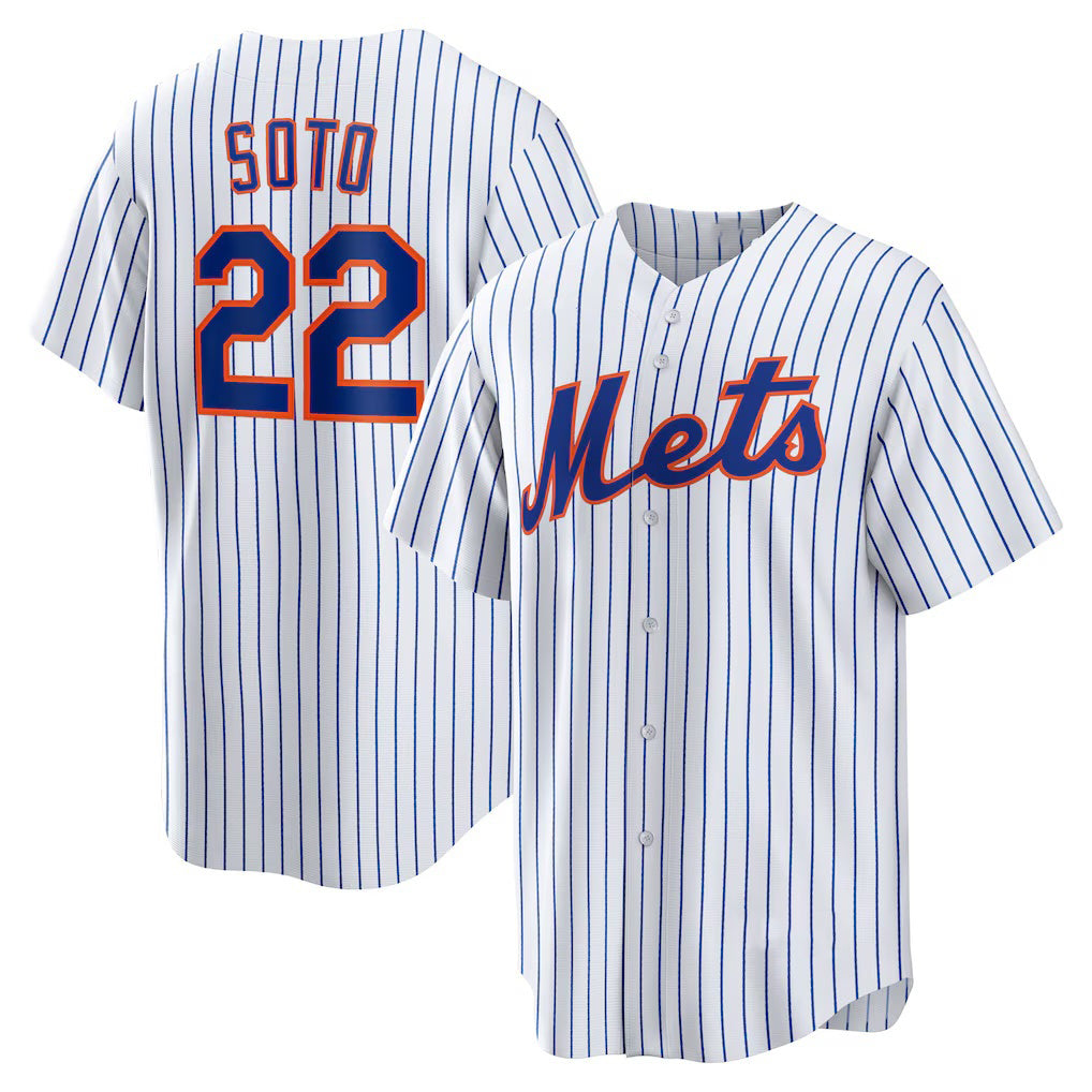 New York Mets #22 Juan Soto White KLUNKIM Home Replica Player Jersey