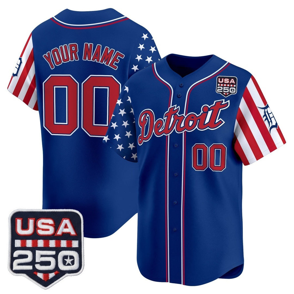 Custom Detroit Tigers America 250 Edition Vapor Premier Limited Royal KLUNKIM Stitched Jerseys