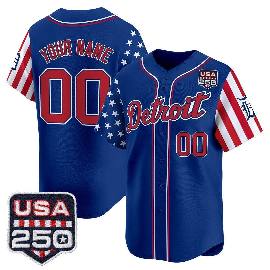 Custom Detroit Tigers America 250 Edition Vapor Premier Limited Royal KLUNKIM Stitched Jerseys