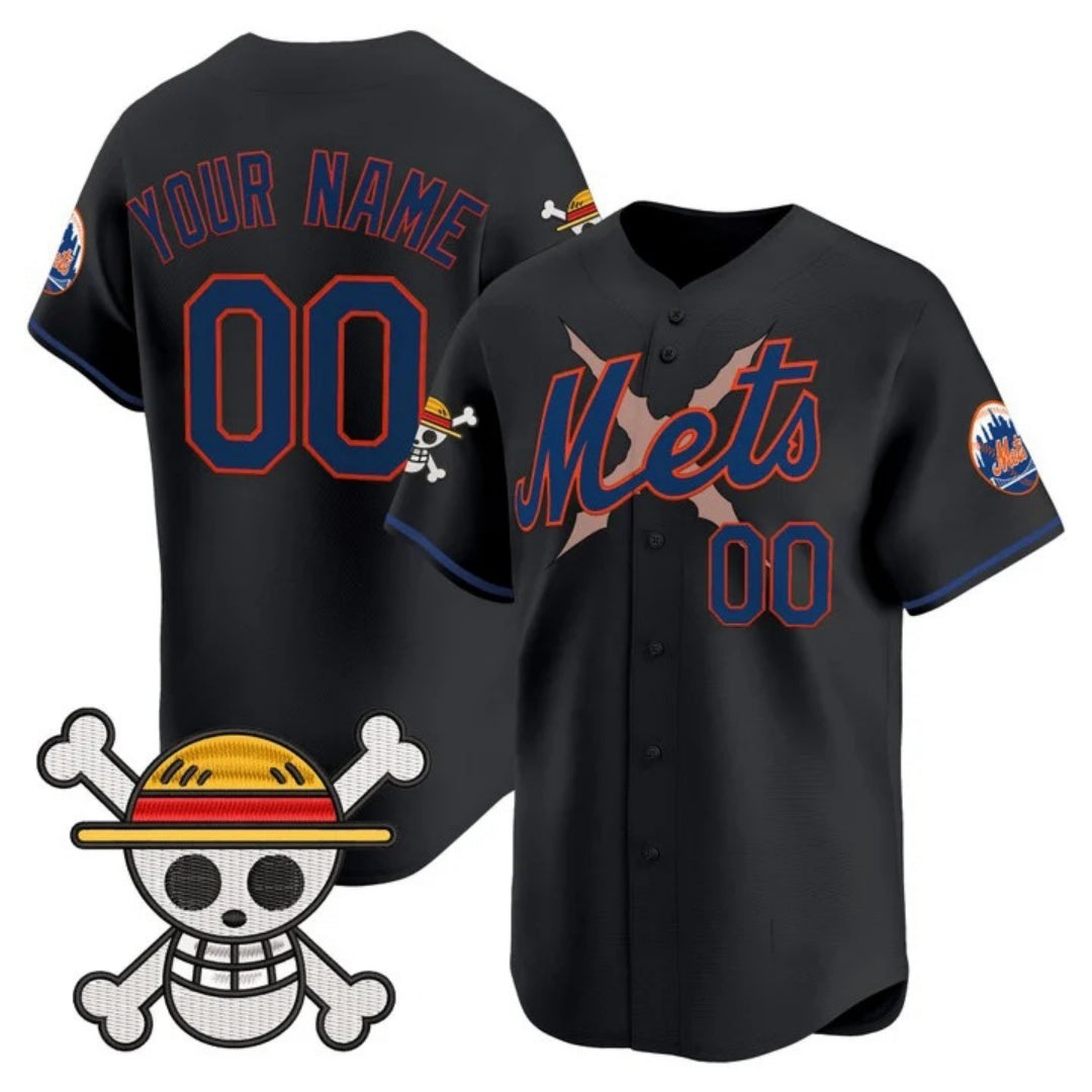 Custom New York Mets x One Piece Black KLUNKIM Vapor Premier Limited Jersey - Stitched