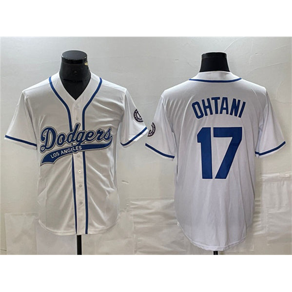 Los Angeles Dodgers #17 Shohei Ohtani White KLUNKIM Cool Base With Patch Stitched Jersey